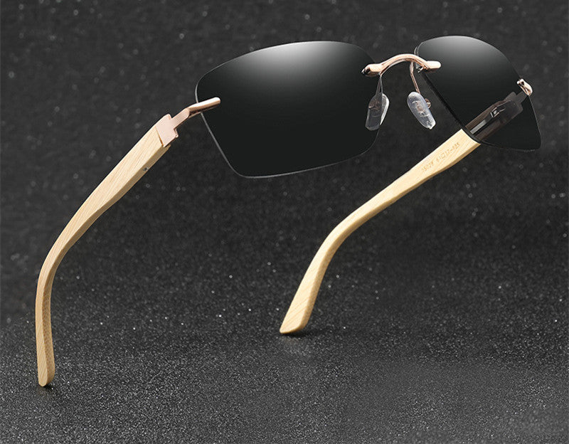 New Style Bamboo Foot Sunglasses Square Frameless Sunglasses Spring Hinge Sunglasses Glasses 15028