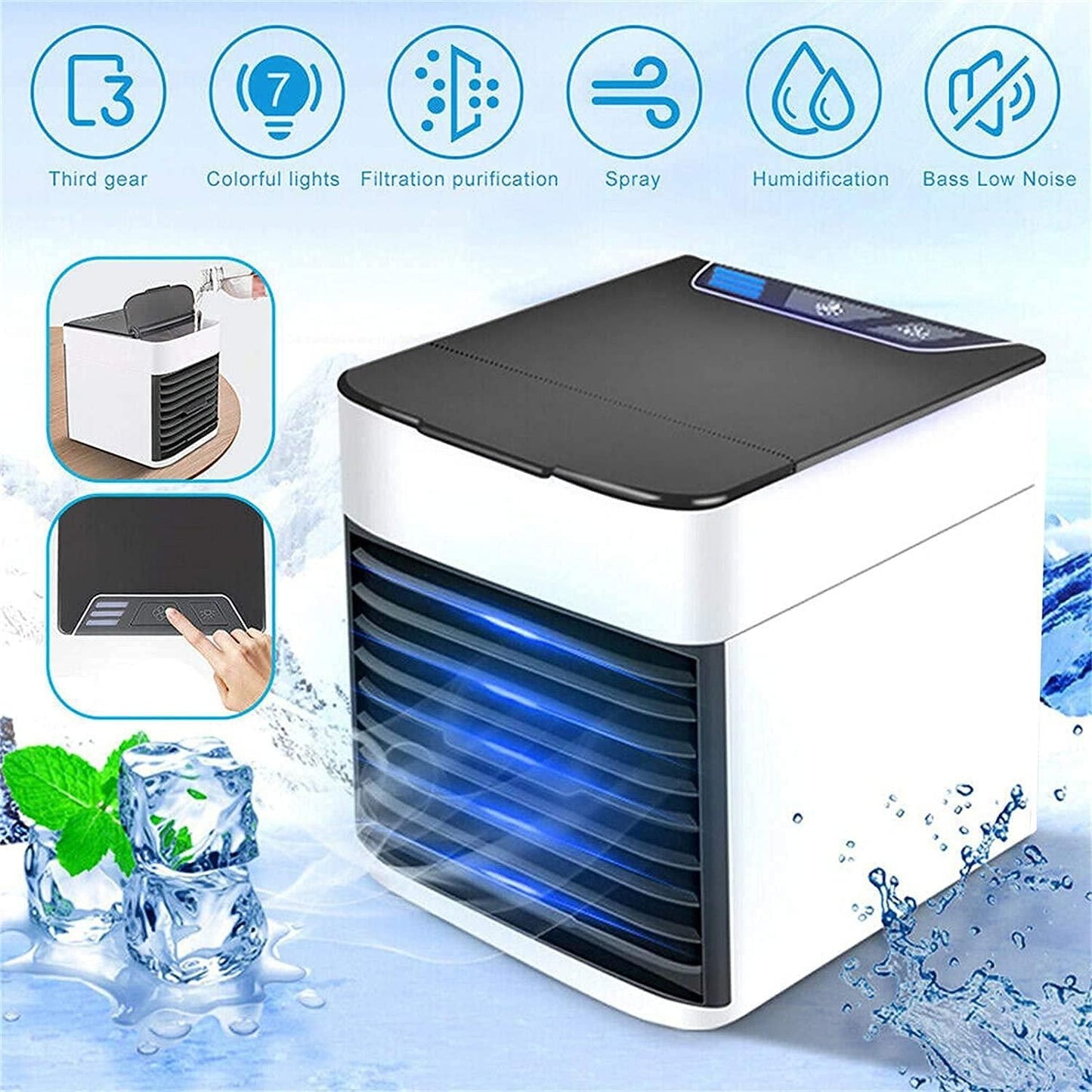 Cool Mist: Highlights the device's cooling and humidifying functions.