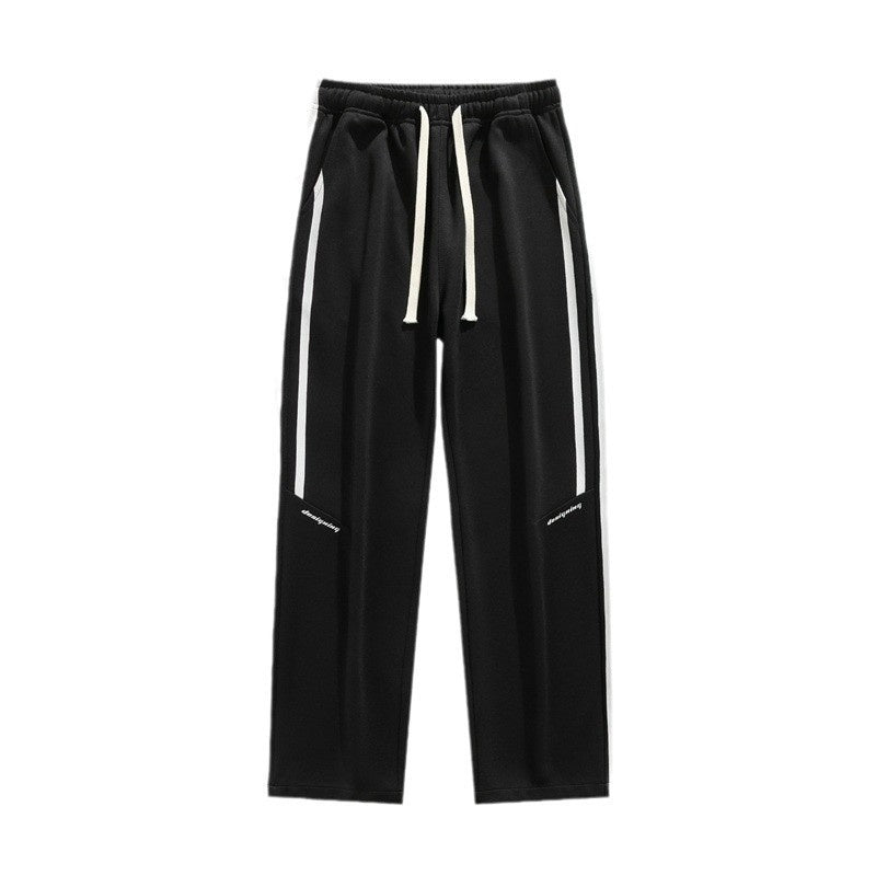 Winter Fleece-lined Loose Straight Trousers Youth Sports Pants