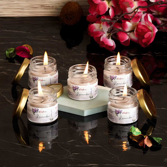 eCraftIndia Set of 5 Lavender Scented Minijar Candle