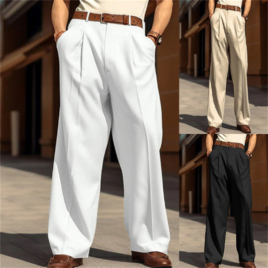 Men's Wide Leg Leisure Front Pocket Straight Daily Street Pants