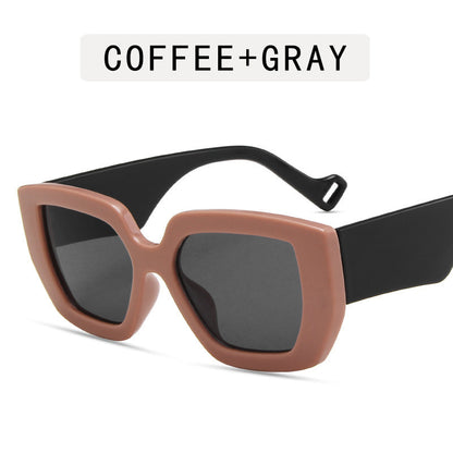 Modern Retro Ins Sunglasses Women's Polygonal Contrast Sunglasses Thick Edge Trendy Sunglasses