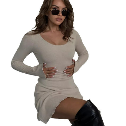 Slim Fit Long Sleeve Narrow Lace-up Dress